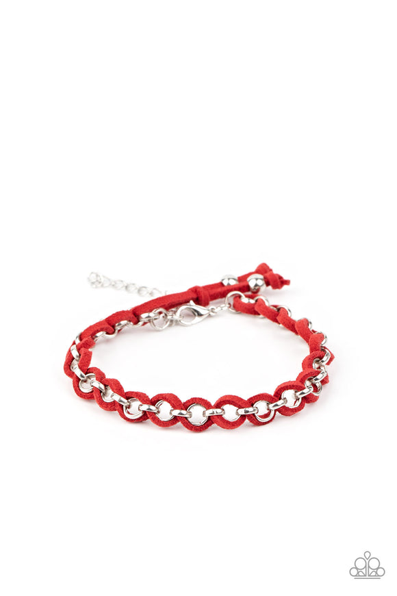 Paparazzi Bracelet - SUEDE Side to Side - Red