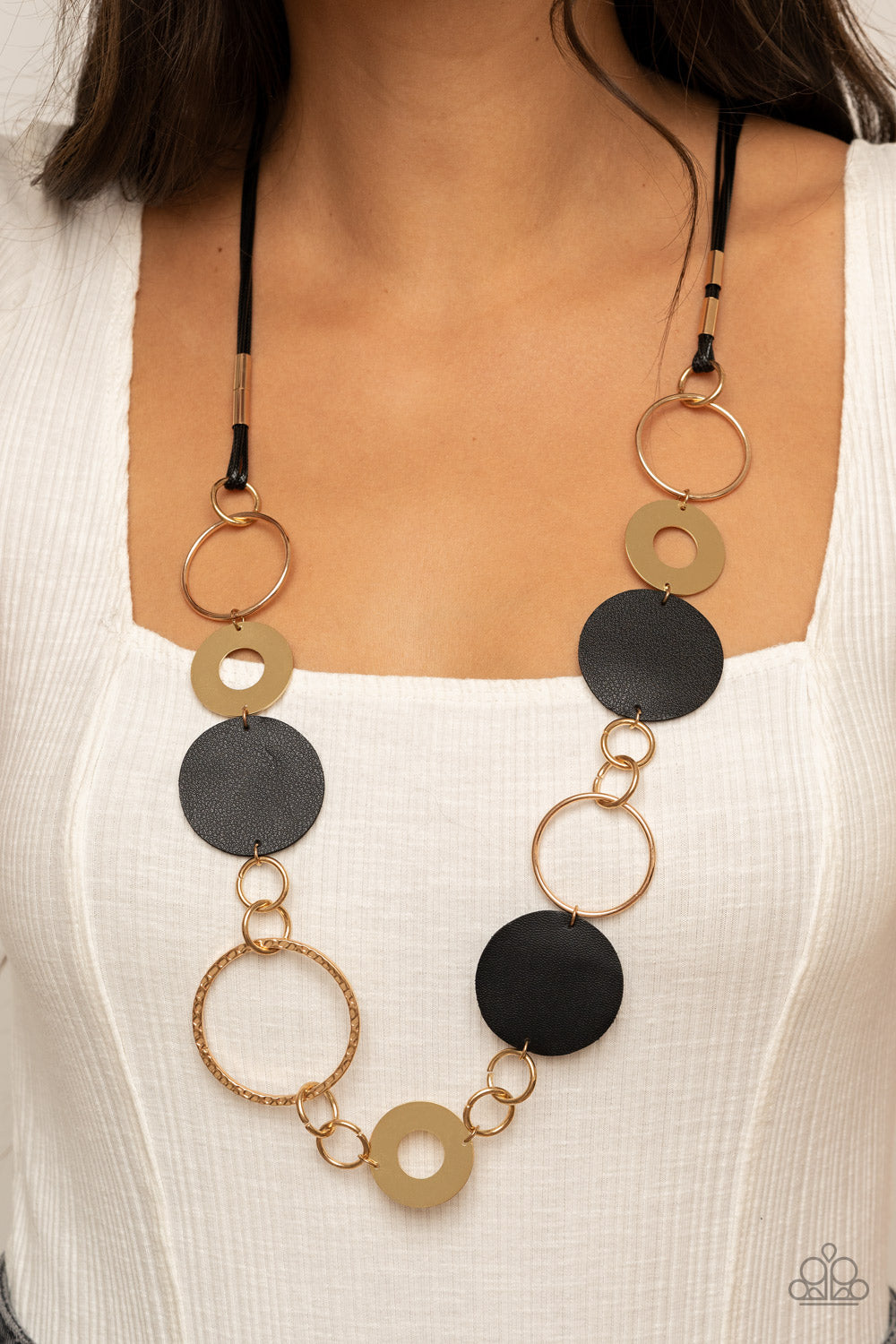 Paparazzi Necklace - Sooner or LEATHER - Black