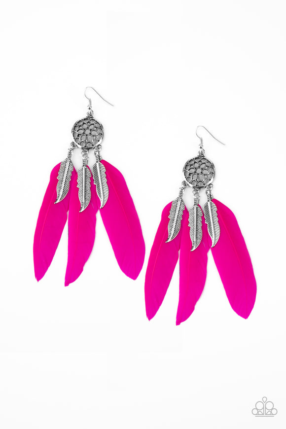 Paparazzi Earrings - In Your Wildest DREAM-CATCHERS - Pink