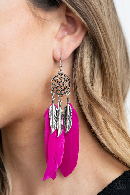 Paparazzi Earrings - In Your Wildest DREAM-CATCHERS - Pink