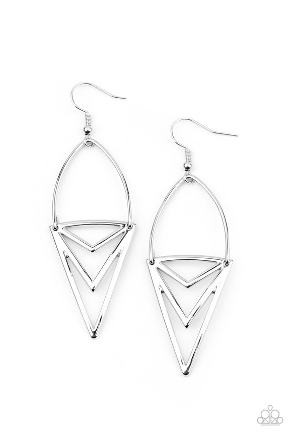 Paparazzi Earrings - Proceed With Caution - Silver