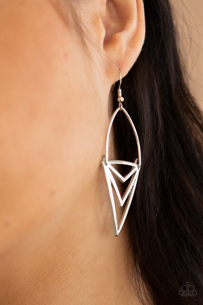 Paparazzi Earrings - Proceed With Caution - Silver