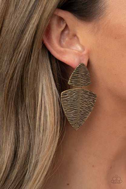 Paparazzi Earrings - PRIMAL Factors - Brass