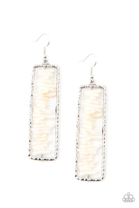 Paparazzi Earrings - Dont QUARRY, Be Happy - White