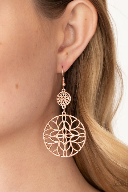 Paparazzi Earrings - Mandala Eden - Rose Gold