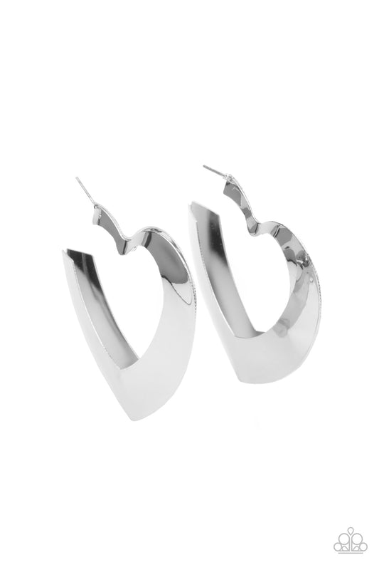 Paparazzi Earrings - Heart-Racing Radiance - Silver