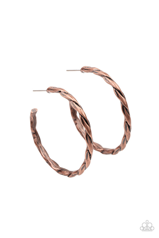 Paparazzi Earrings - Dont Get It Twisted - Copper