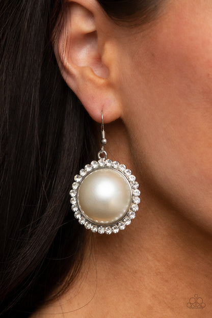 Paparazzi Earrings - Esteemed Elegance - White