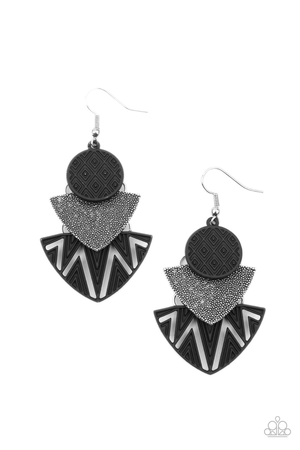 Paparazzi Earrings - Jurassic Juxtaposition - Black