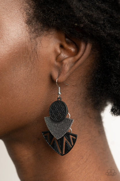 Paparazzi Earrings - Jurassic Juxtaposition - Black