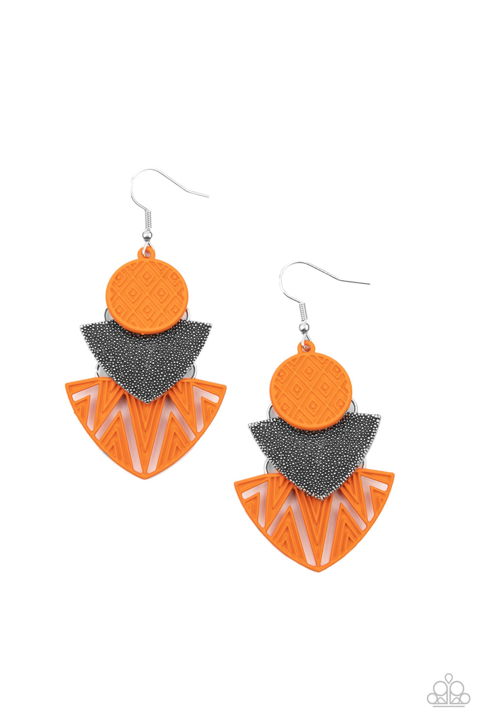 Paparazzi Earrings - Jurassic Juxtaposition - Orange