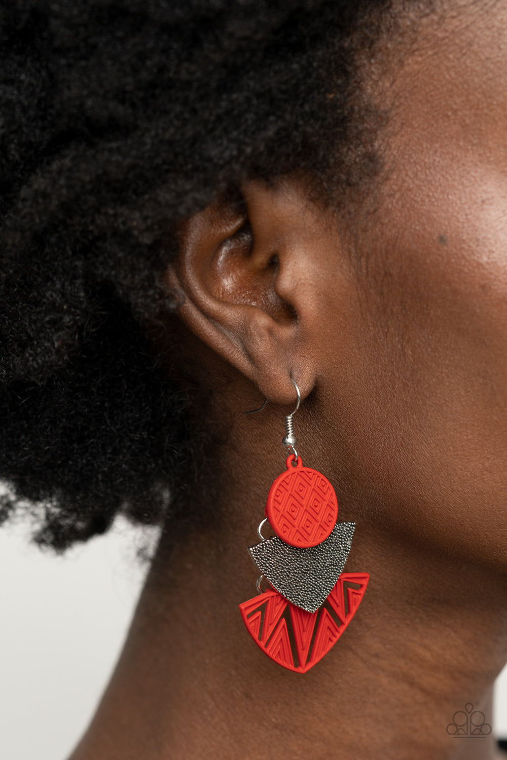 Paparazzi Earrings - Jurassic Juxtaposition - Red