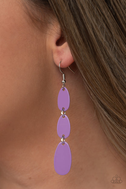 Paparazzi Earrings - Rainbow Drops - Purple