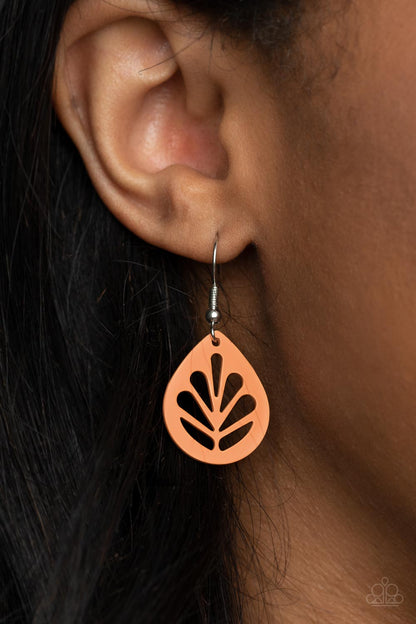 Paparazzi Earrings - LEAF Yourself Wide Open - Orange