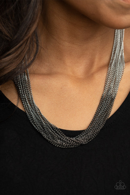 Paparazzi Necklace - Metallic Merger - Black