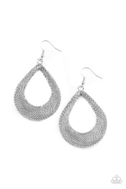 Paparazzi Earrings - A Hot MESH - Silver