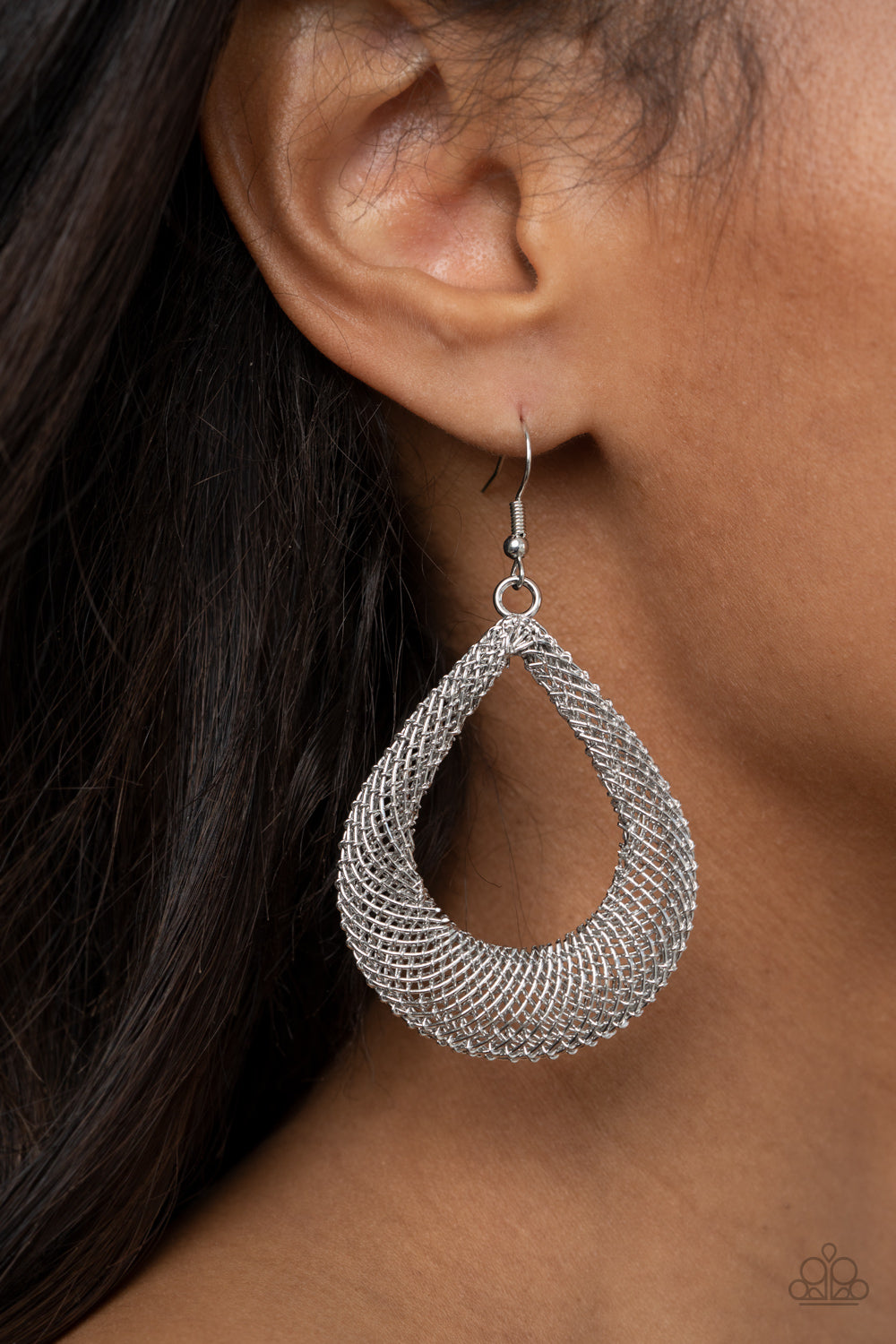 Paparazzi Earrings - A Hot MESH - Silver