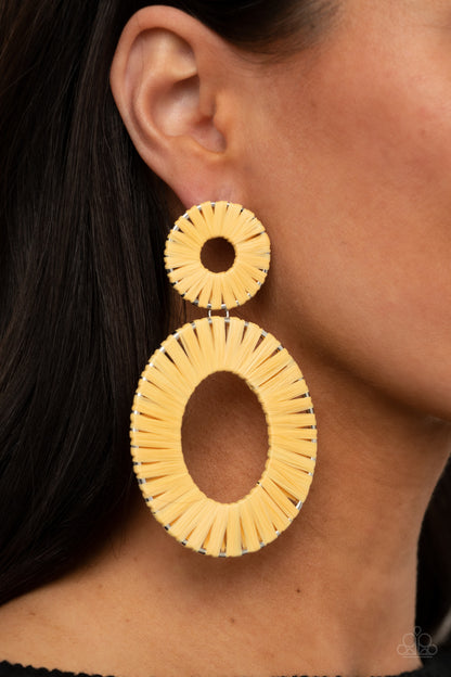 Paparazzi Earrings - Foxy Flamenco - Yellow