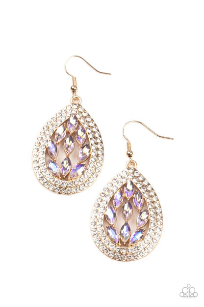 Paparazzi Earrings - Encased Elegance - Gold