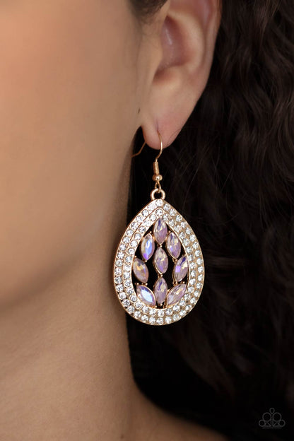 Paparazzi Earrings - Encased Elegance - Gold