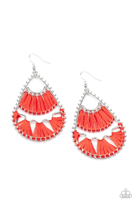 Paparazzi Earrings - Samba Scene - Red