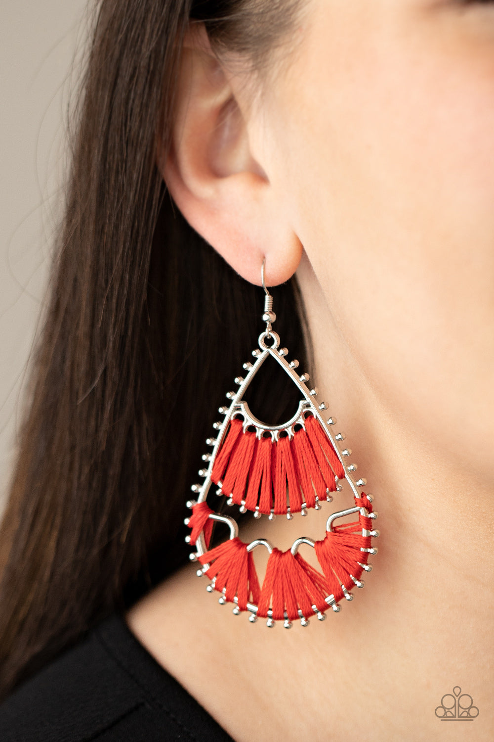 Paparazzi Earrings - Samba Scene - Red