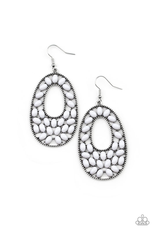 Paparazzi Earrings - Beaded Shores - White