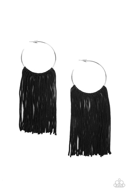 Paparazzi Earrings - Flauntable Fringe - Black