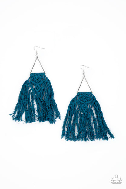 Paparazzi Earrings - Modern Day Macrame - Blue