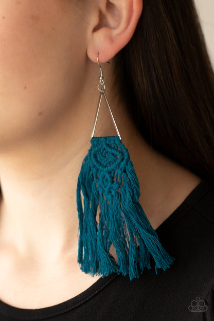 Paparazzi Earrings - Modern Day Macrame - Blue