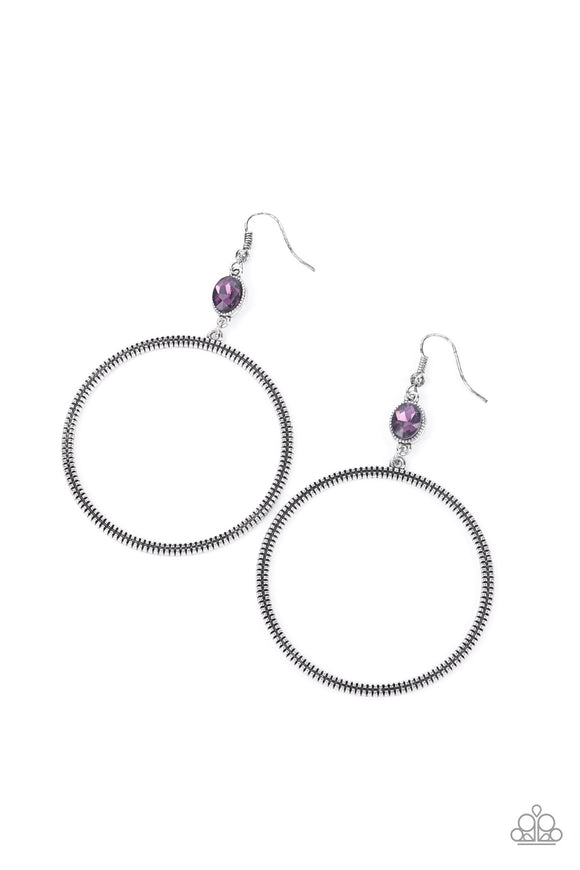 Paparazzi Earrings - Work That Circuit - Purple