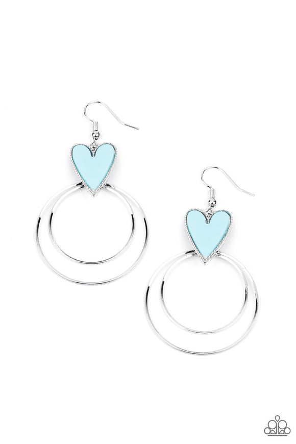 Paparazzi Earrings - Happily Ever Hearts - Blue