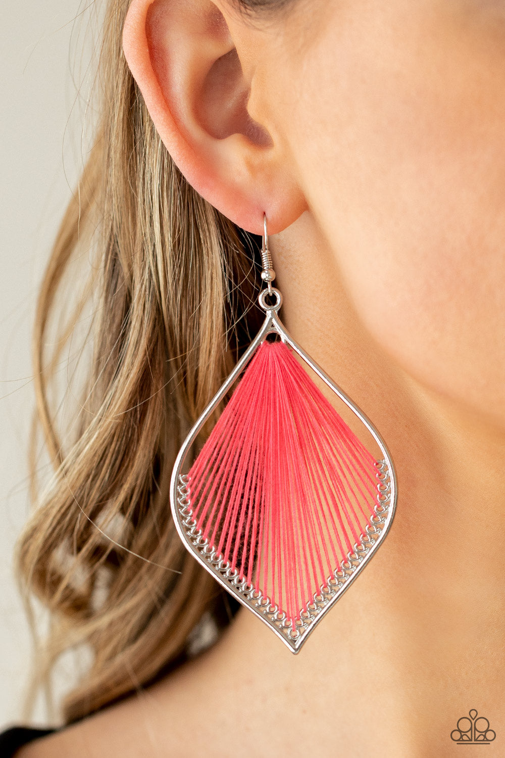 Paparazzi Earrings - String Theory - Pink