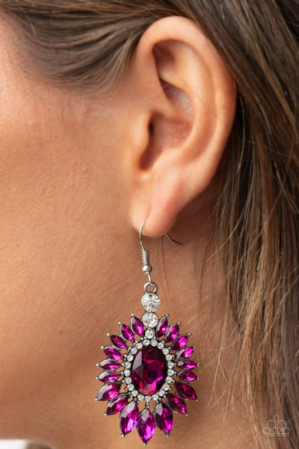 Paparazzi Earrings - Big Time Twinkle - Pink