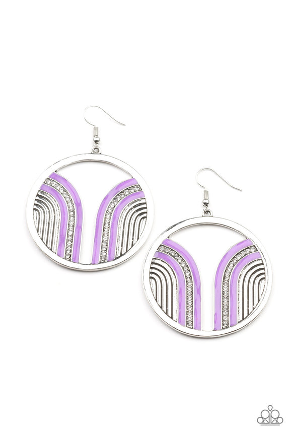 Paparazzi Earrings - Delightfully Deco - Purple