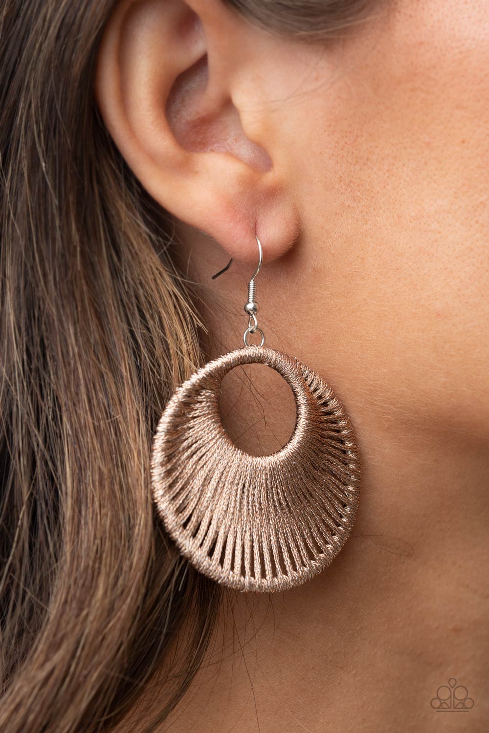 Paparazzi Earrings - Weaving My Web - Brown