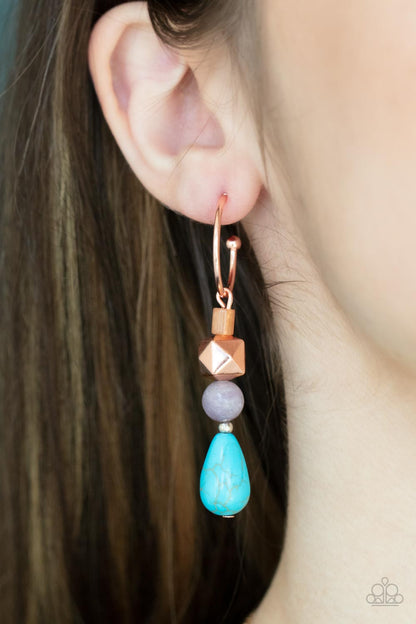 Paparazzi Earrings - Boulevard Stroll - Copper