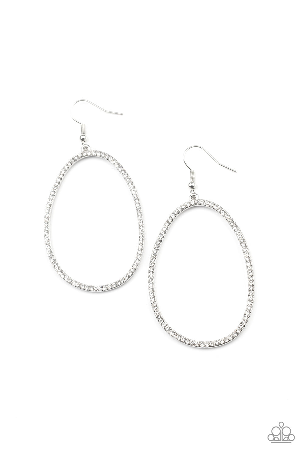 Paparazzi Earrings - OVAL-ruled! - White