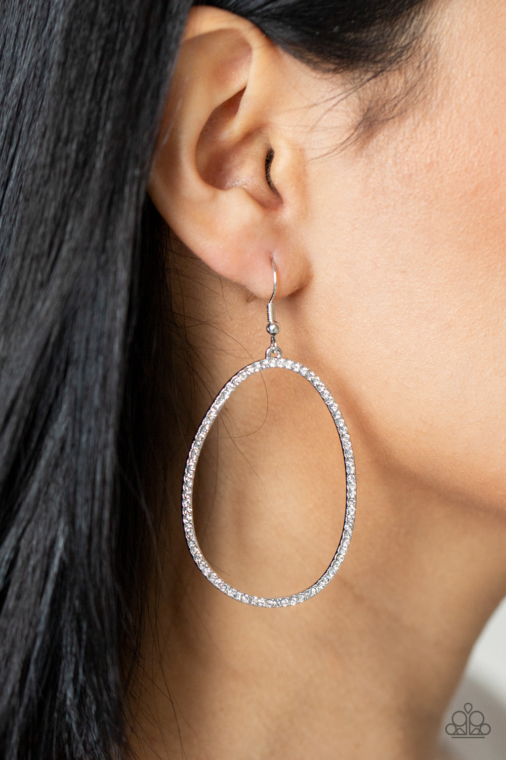 Paparazzi Earrings - OVAL-ruled! - White