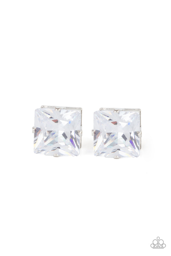 Paparazzi Earrings - Times Square Timeless - White