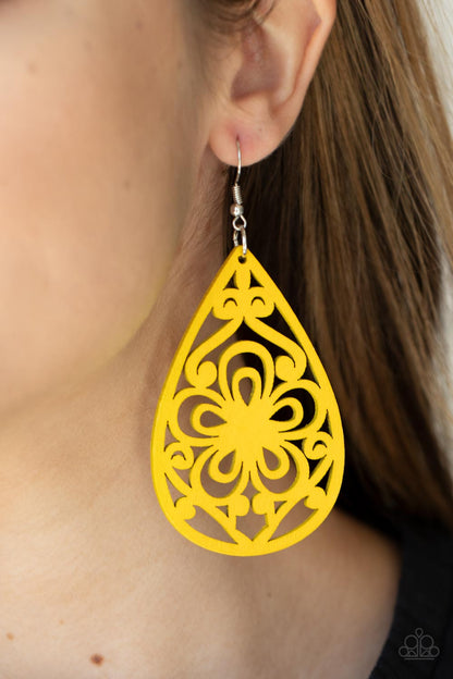 Paparazzi Earrings - Marine Eden - Yellow