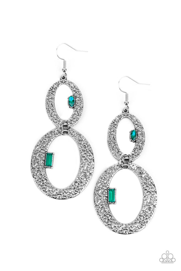 Paparazzi Earrings - OVAL and OVAL Again - Green