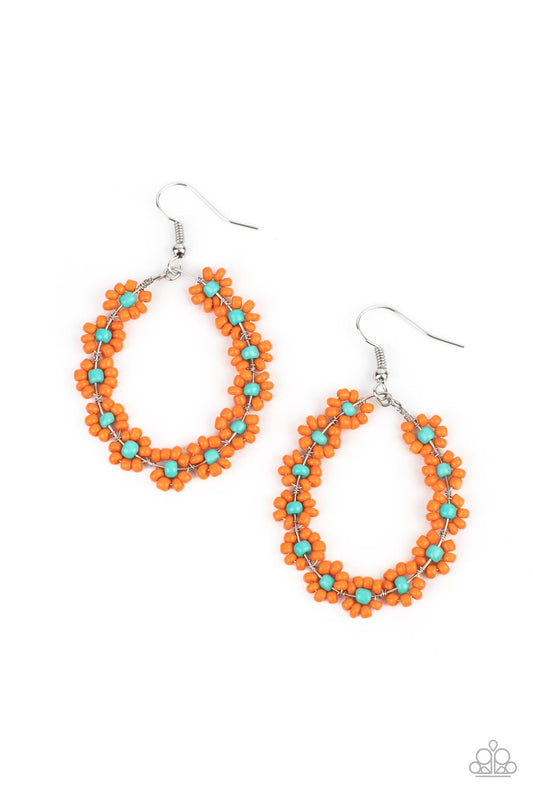 Paparazzi Earrings - Festively Flower Child - Orange