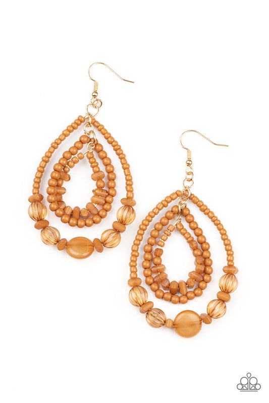 Paparazzi Earrings - Prana Party - Brown