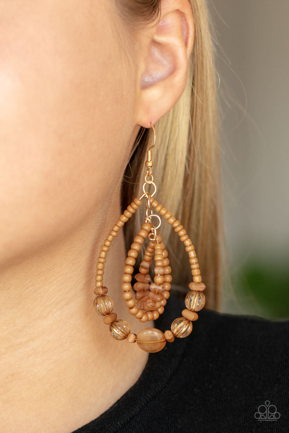 Paparazzi Earrings - Prana Party - Brown