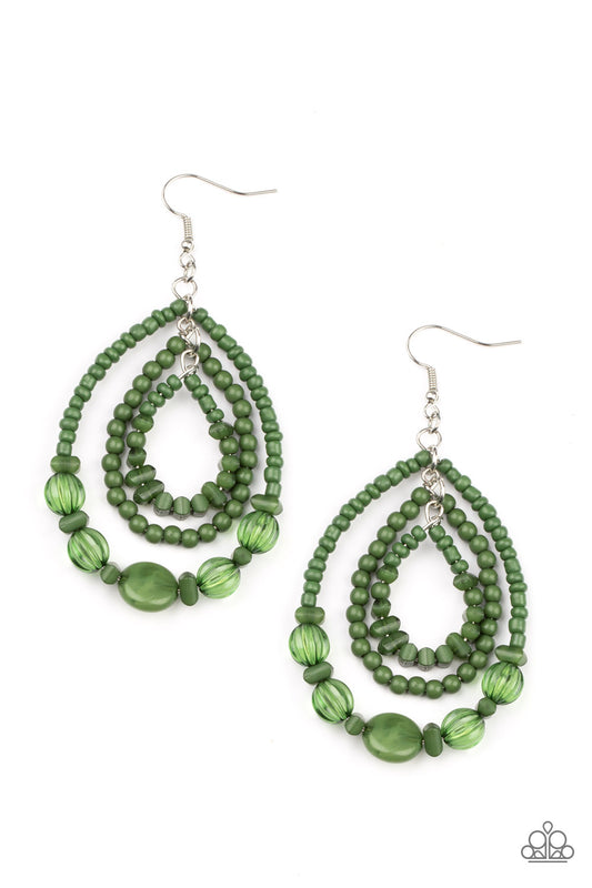 Paparazzi Earrings - Prana Party - Green