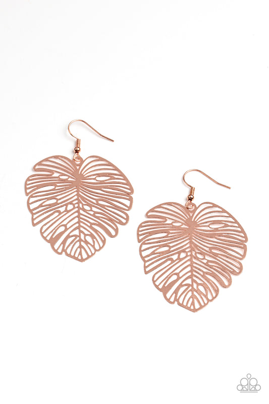 Paparazzi Earrings - Palm Palmistry - Copper