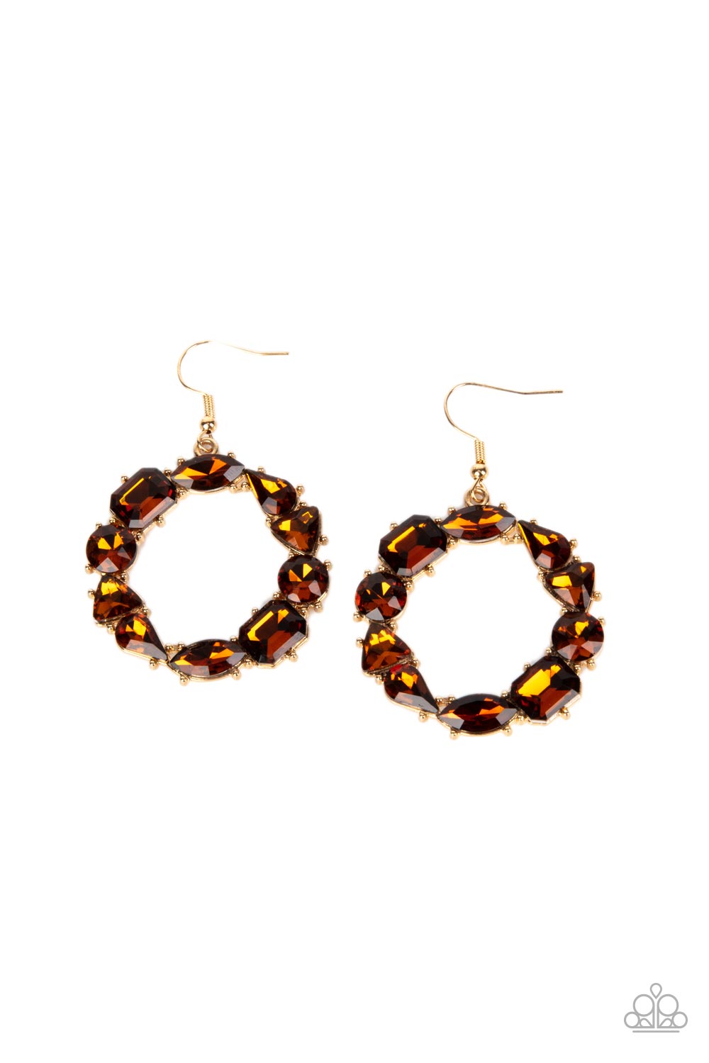 Paparazzi Earrings - GLOWING in Circles - Brown