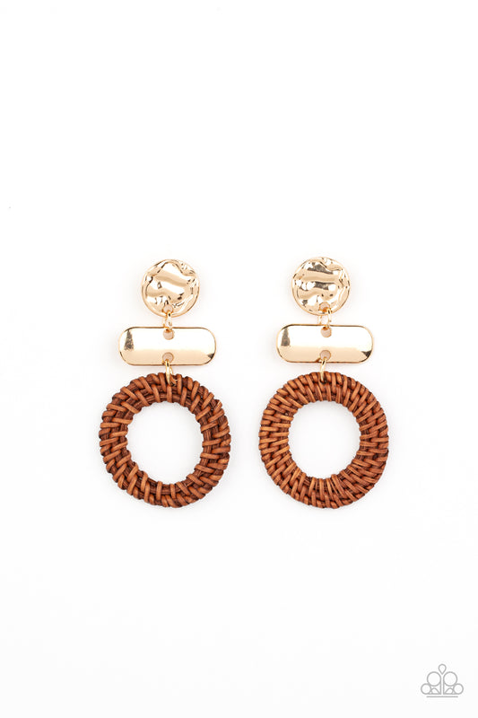 Paparazzi Earrings - Woven Whimsicality - Gold