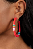 Paparazzi Earrings - Colorfully Contagious - Red
